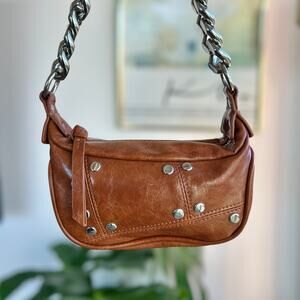 Urban Outfitters Shelby Patchwork Studded Shoulder Bag Vegan Leather Brown NWOT